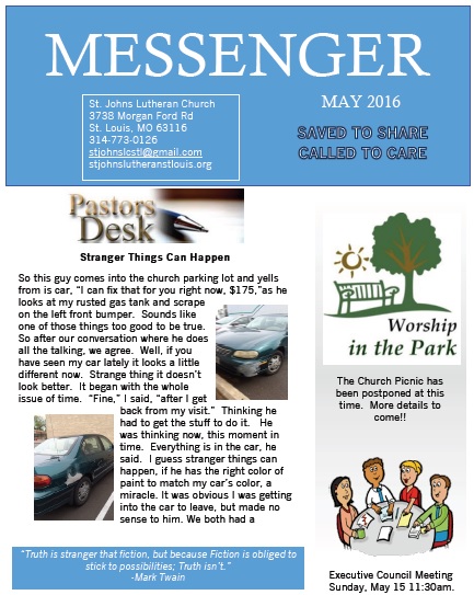 May 2016 Messenger page