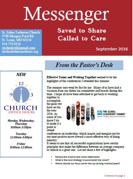 September 2016 Messenger